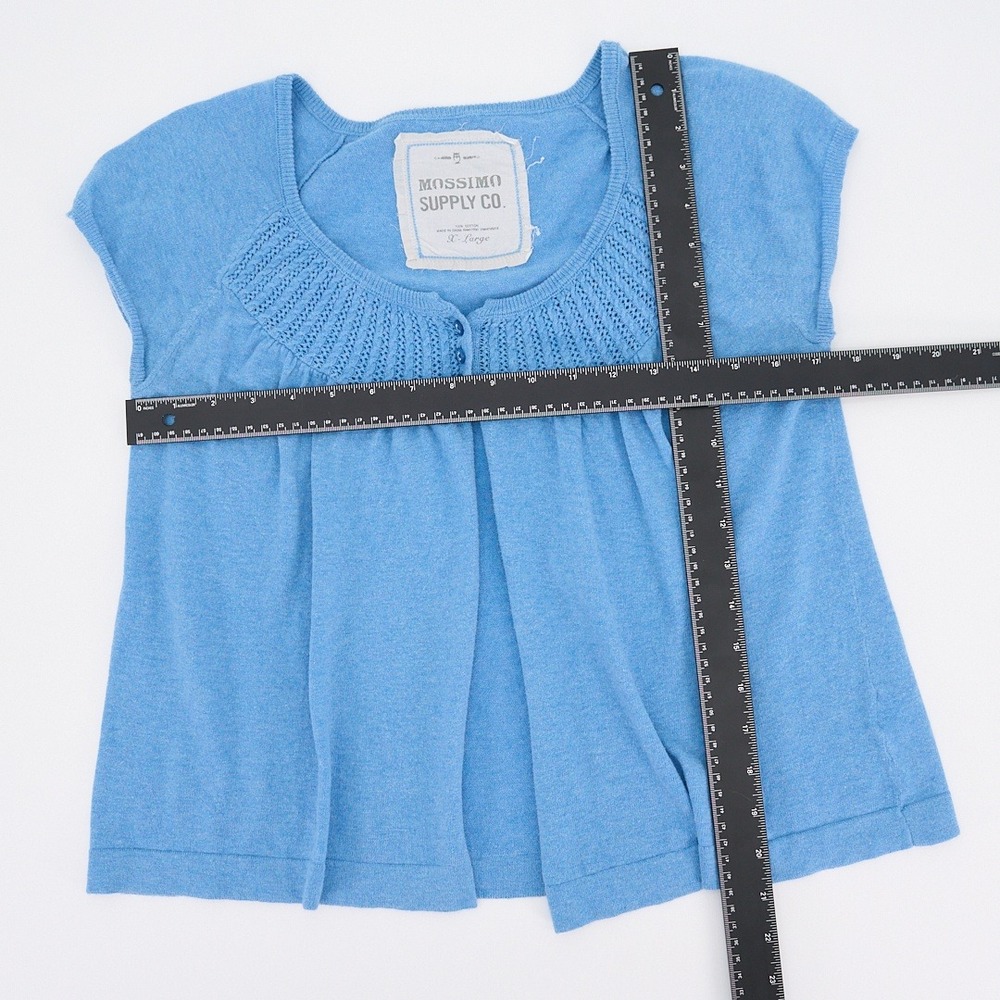 Mossimo Supply Co. Sky Blue Babydoll Top Pointelle Yoke Cap Sleeves - Picture 4 of 4